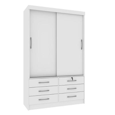 Guarda Roupa 2 Portas 6 Gavetas Chicago Tcil Móveis branco