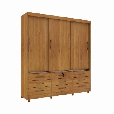 Guarda Roupa Chicago 3 Portas 9 Gavetas Com Pés cinamomo