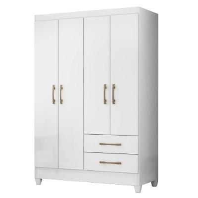 Guarda Roupas Solteiro 4 Portas Chile Branco Brilho Moval