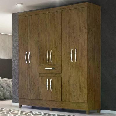 Guarda Roupa Casal 6 Portas 1 Gaveta Portugal Castanho