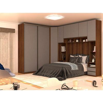 Guarda Roupa Canto 8 Portas 7 Gavetas Dourado Com Cinza