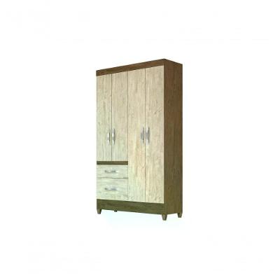 Guarda Roupa Solteiro 4 Portas 2 Gavetas Madri Castanho