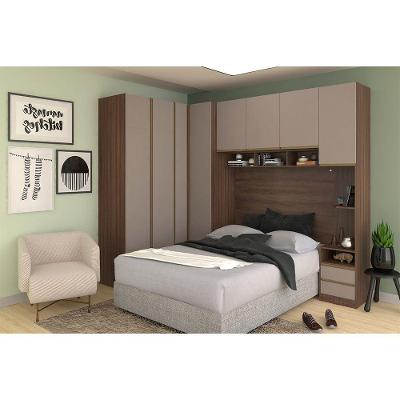 Guarda Roupa De Canto 8 Portas E 2 Gavetas Nogueira Dourado