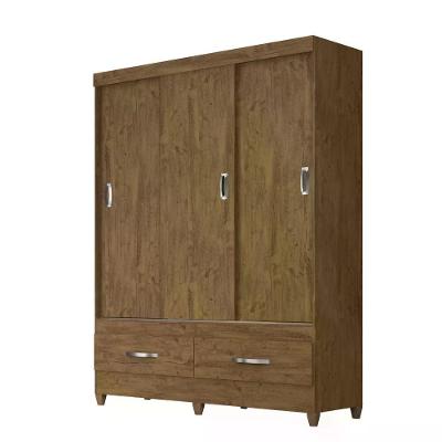 Guarda Roupa 3 Portas Deslizantes C/Avelã Flex Castanho