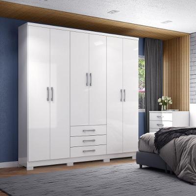 Guarda Roupa Casal 06 Portas 03 Gavetas City Henn Branco