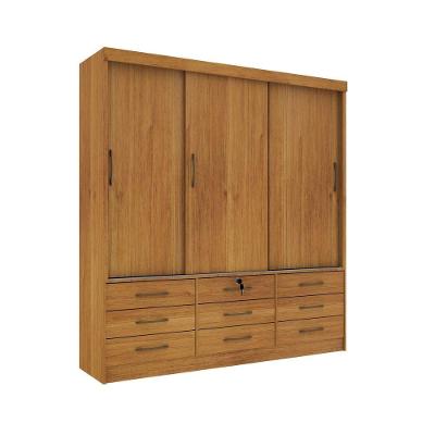 Guarda Roupa 3 Portas 9 Gavetas Chicago cinamomo