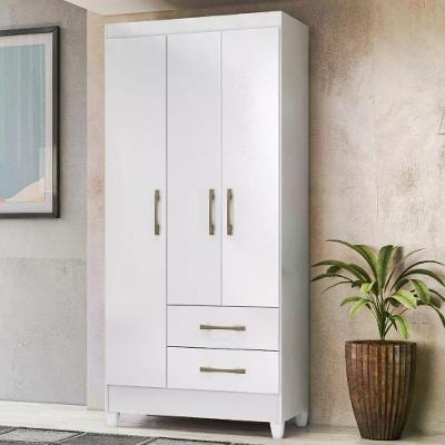 Guarda Roupa Solteiro 3 Portas 2 Gavetas Lima Branco