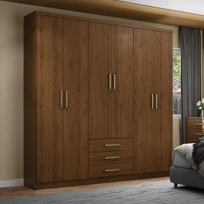 Guarda Roupa Casal 06 Portas 03 Gavetas City Henn Castanho