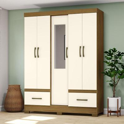 Guarda Roupa Casal 05 Portas 02 Gavetas Chale Briz Nature Off White