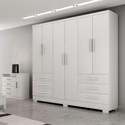 Guarda Roupa Agata 6 Portas 6 Gavetas Com 6 Pés Branco