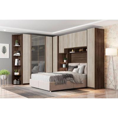 Guarda Roupa Canto Com Vidro Reflecta Dourado Com Crema