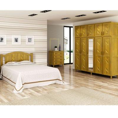 Guarda-roupa 10 Portas Cama Cômoda 4 Gavetas Madeira Mel