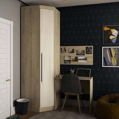 Guarda Roupa 4 Prateleiras C/Escrivaninha E Painel Avelã
