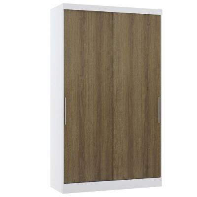 Guarda Roupa Modulado 134,50cm 2 Portas De Correr Alpes Luciane Móveis Branco Pf Com Avelã Pf