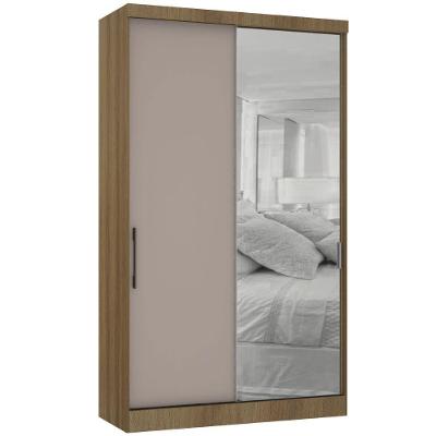 Guarda Roupa Modulado 134,50cm 2 Portas De Correr Com Espelho Paris Avelã Pf Com Cinammon Pf