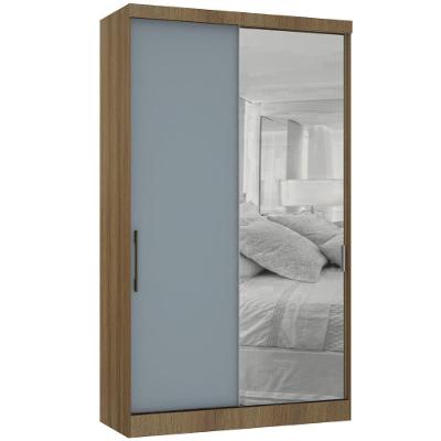 Guarda Roupa Modulado 134,50cm 2 Portas De Correr Com Espelho Paris Avelã Pf Com Grey Sky Pf