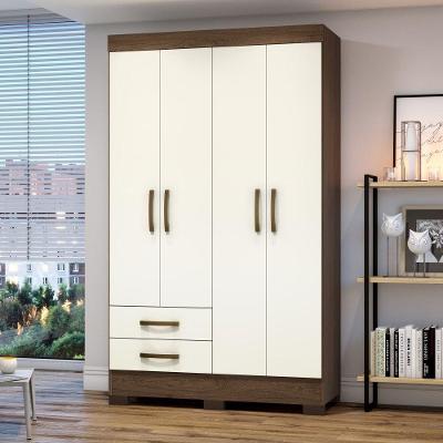 Guarda-roupa Solteiro 04 Portas 02 Gavetas Fabuloso Briz Castanho Off White