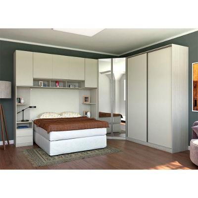Guarda Roupa Canto Casal Com Espelho Crema Com Kashmir