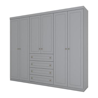 Guarda Roupa Casal 06 Portas 04 Gavetas Mississipi Henn Cinza