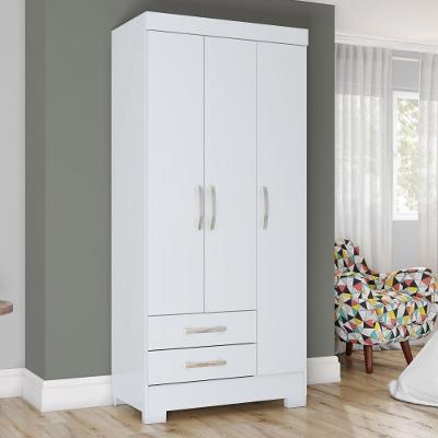 Guarda-roupa Solteiro 03 Portas 02 Gavetas Sensi Briz Branco/branco E Rosa Chá Ii