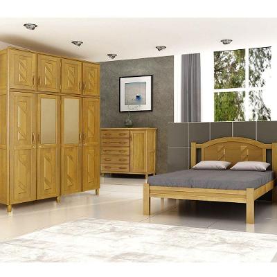 Guarda-roupa 8 Portas Cama Cômoda Sapateira Madeira Mel