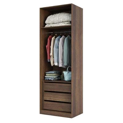 Guarda Roupa 80,4cm 3 Gavetas, Maleiro, 1 Cabideiro Dourado