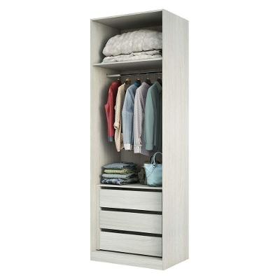 Guarda Roupa 80,4cm 3 Gavetas, Maleiro, 1 Cabideiro Crema