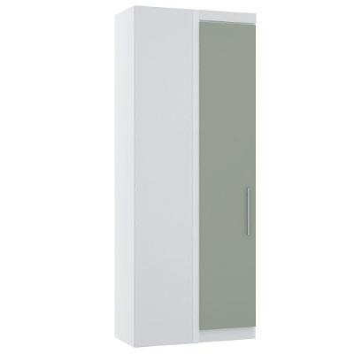 Guarda Roupa De Canto Reto Modulado 90cm 1 Porta Alpes Luciane Móveis Branco Pf Com Verde Pf