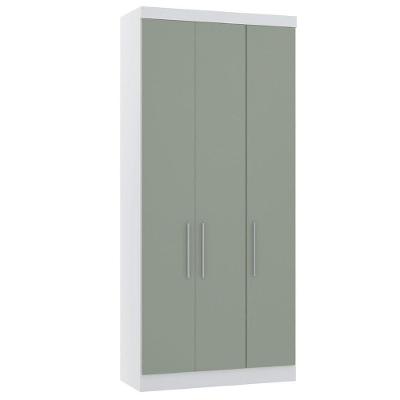 Guarda Roupa Modulado 101,50cm 3 Portas Alpes Luciane Móveis Branco Pf Com Verde Pf