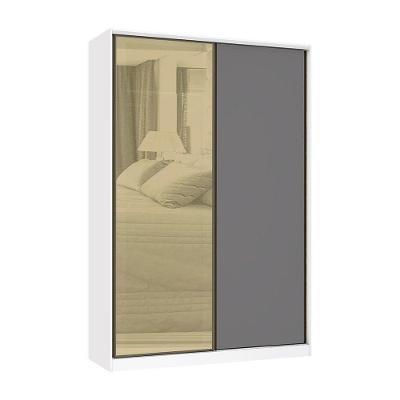 Guarda Roupa 2 Portas De Correr 159cm Branco Com Cinza Puro