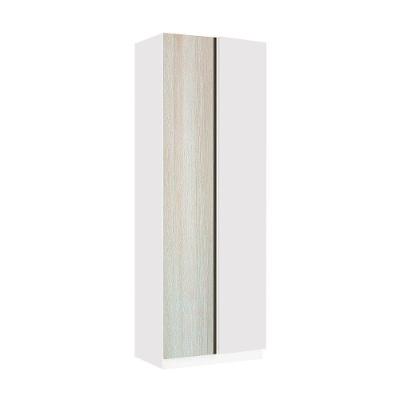 Guarda Roupa Canto 1 Porta 80cm Branco Com Legno Crema