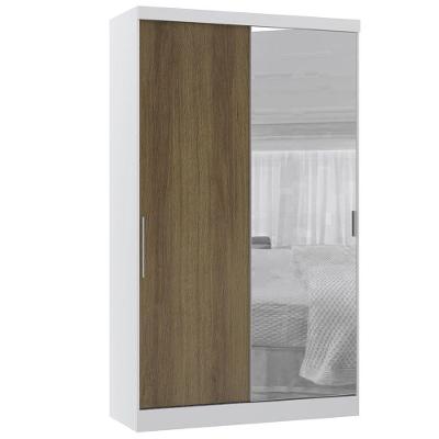 Guarda Roupa Modulado 134,50cm 2 Portas De Correr Com Espelho Alpes Branco Pf Com Avelã Pf