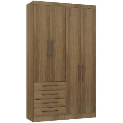 Guarda Roupa Modulado 134,50cm 4 Portas E 4 Gavetas Paris Luciane Móveis Avelã Pf Com Avelã Pf