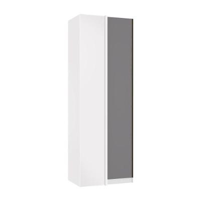 Guarda Roupa Canto 1 Porta 80cm Branco Com Cinza Puro