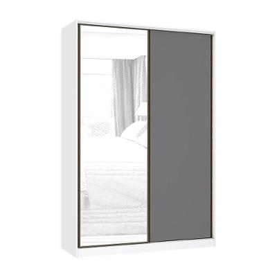 Guarda Roupa 2 Portas De Correr 159cm Branco Com Cinza Puro
