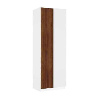 Guarda Roupa Canto 1 Porta 80cm Branco Com Nogueira Dourado