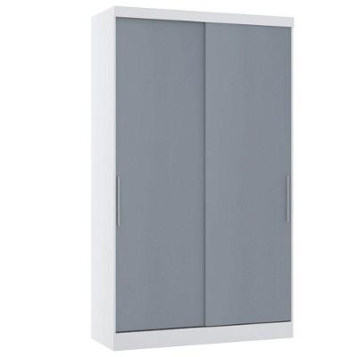Guarda Roupa Modulado 134,50cm 2 Portas De Correr Alpes Luciane Móveis Branco Pf Com Grey Sky Pf
