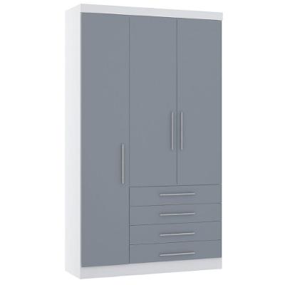 Guarda Roupa Modulado 132cm 3 Portas E 4 Gavetas Alpes Luciane Móveis Branco Pf Com Grey Sky Pf