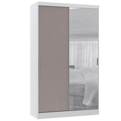 Guarda Roupa Modulado 134,50cm 2 Portas De Correr Com Espelho Alpes Branco Pf Com Cinammon Pf