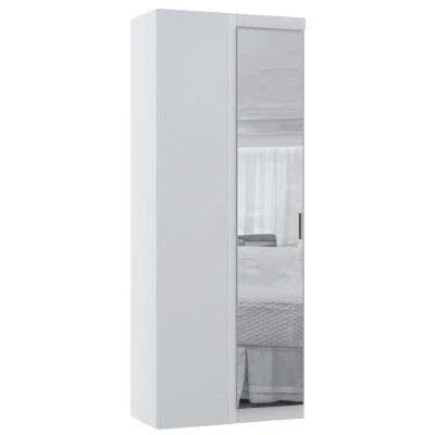 Guarda Roupa De Canto Reto Modulado 90cm 1 Porta Com Espelho Alpes Luciane Móveis Branco Pf