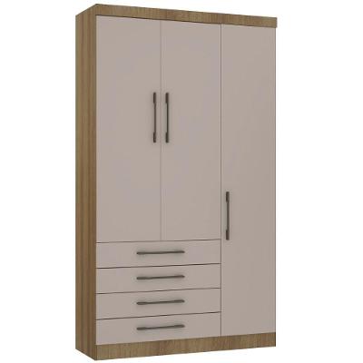 Guarda Roupa Modulado 132cm 3 Portas E 4 Gavetas Paris Luciane Móveis Avelã Pf Com Cinammon Pf