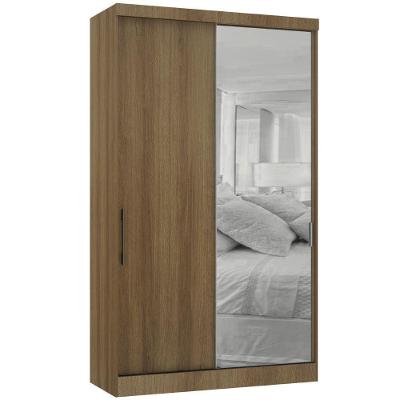 Guarda Roupa Modulado 134,50cm 2 Portas De Correr Com Espelho Paris Avelã Pf Com Avelã Pf