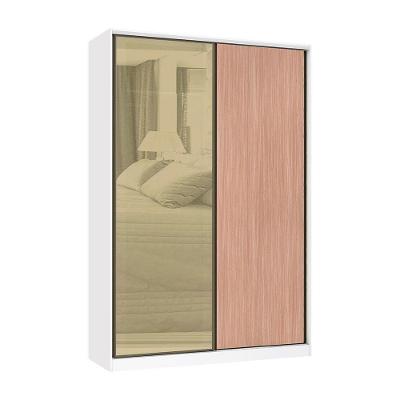 Guarda Roupa 2 Portas De Correr 159cm Branco Com Cumaru