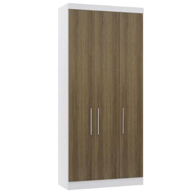 Guarda Roupa Modulado 101,50cm 3 Portas Alpes Luciane Móveis Branco Pf Com Avelã Pf