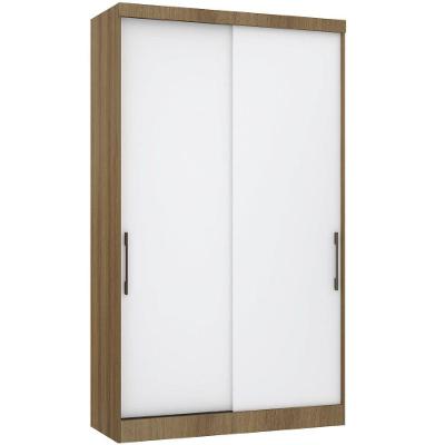 Guarda Roupa Modulado 134,50cm 2 Portas De Correr Paris Luciane Móveis Avelã Pf Com Branco Pf