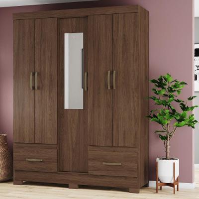 Guarda Roupa Solteiro 05 Portas 02 Gavetas B60 Briz Castanho Hp