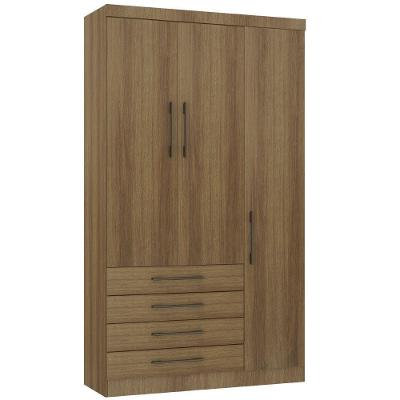 Guarda Roupa Modulado 132cm 3 Portas E 4 Gavetas Paris Luciane Móveis Avelã Pf Com Avelã Pf