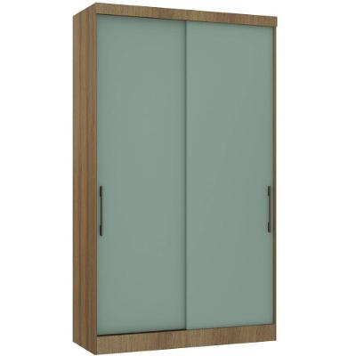Guarda Roupa Modulado 134,50cm 2 Portas De Correr Paris Luciane Móveis Avelã Pf Com Verde Pf