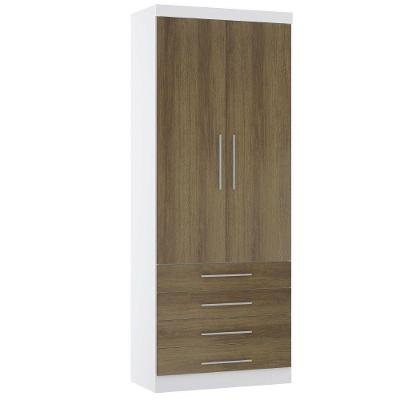 Guarda Roupa Modulado 90cm 2 Portas E 4 Gavetas Alpes Luciane Móveis Branco Pf Com Avelã Pf