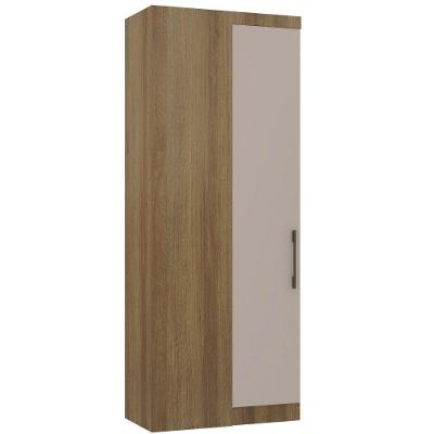 Guarda Roupa De Canto Reto Modulado 90cm 1 Porta Paris Luciane Móveis Avelã Pf Com Cinammon Pf